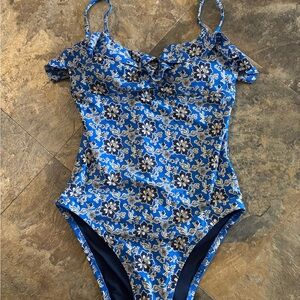J. Crew Floral Blue Swimwear
